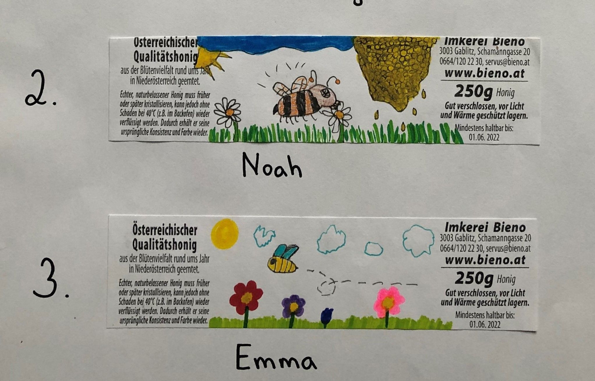 Etikettenwettbewerb Naturparkhonig 2021: 2. und 3. Platz